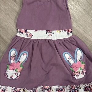 Be Girl Clothing Purple Floral Easter Bernie Bunny Dress Little Girls Large